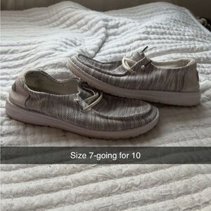 Hey Dude Gray and White Women's Sneakers